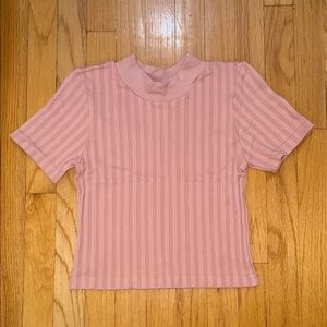 Pink Striped Short Sleeve Top
